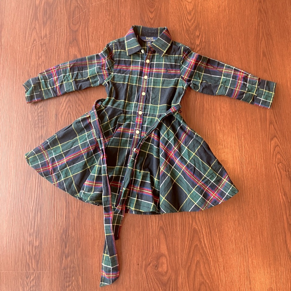 Polo Ralph Lauren 3T Plaid Dress with belts Christmas wear heavy cotton toddler - Picture 3 of 11